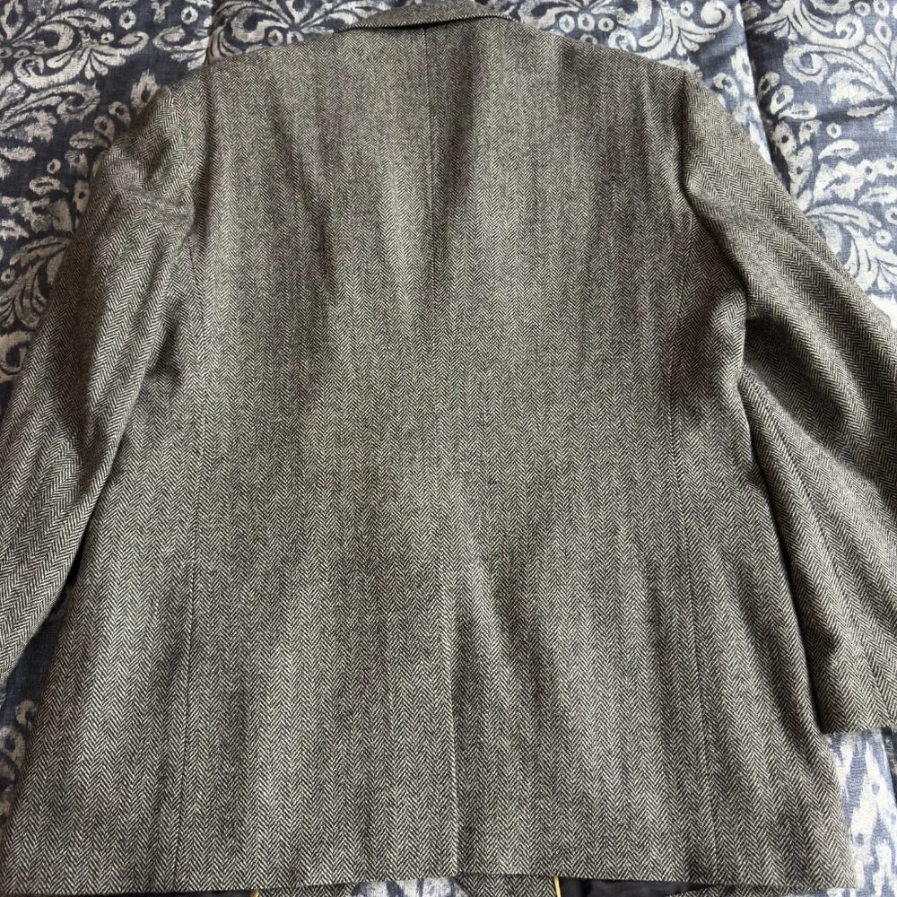 Vintage Haggar Imperial Black & White Herringbone Blazer | Made in USA | 44R - Picture 5 of 14